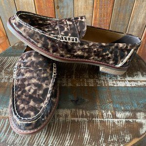 Sperry Seaport Tortoise Print Patent Leather Penny Loafers - 7.5 - New, No Box